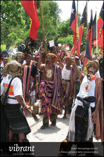 Local and global institutions meet and strengthen each other in Same, East Timor, during a Fretilin event, in February 2007. Photograph by Kelly Silva